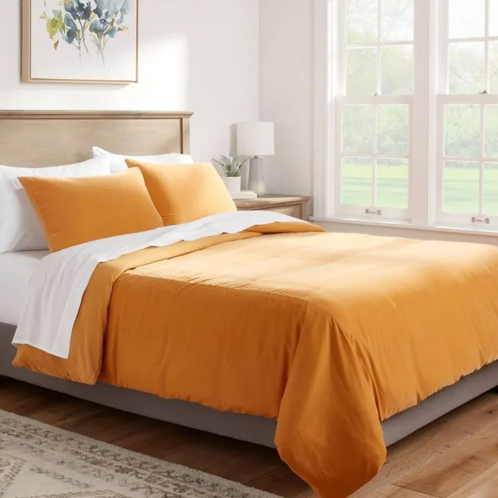King Lustrous Velvet Duvet Cover & Sham Set - Gold